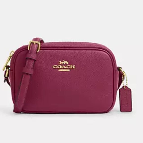 Coach Mini Jamie Crossbody Bag Pink Leather CQ875 Red - Picture 9 of 12